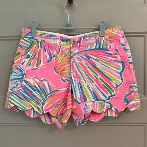 Lilly Pulitzer Textured Buttercup Shorts Pink with shells size 4